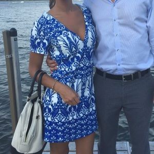 Blue and white floral dress